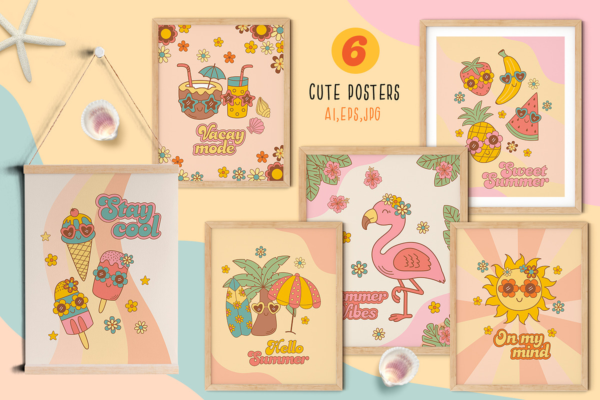 Groovy Summer Collection, a Seasonal Illustration by NataKa (Photo 3 of 9)