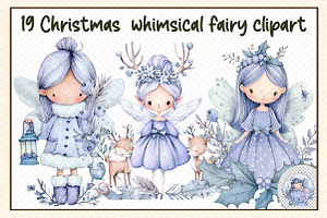 Christmas  whimsical fairy clipart, an Illustration by cherrydesign