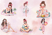 Watercolor Girly Summer Clipart, an Illustration by SVGArt (Thumbnail 4 of 9)