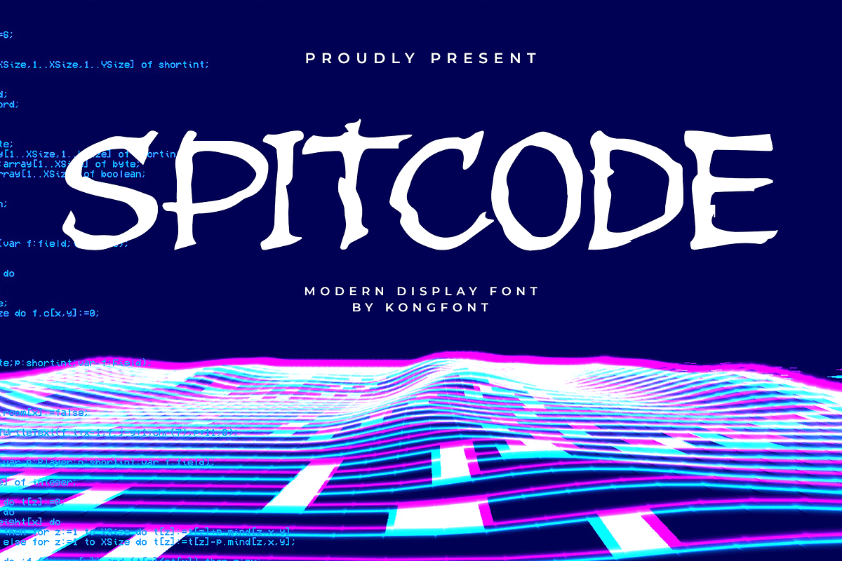 Spitcode – Modern Display Font, a Serif Font by overlaytemplates (Photo 1 of 5)