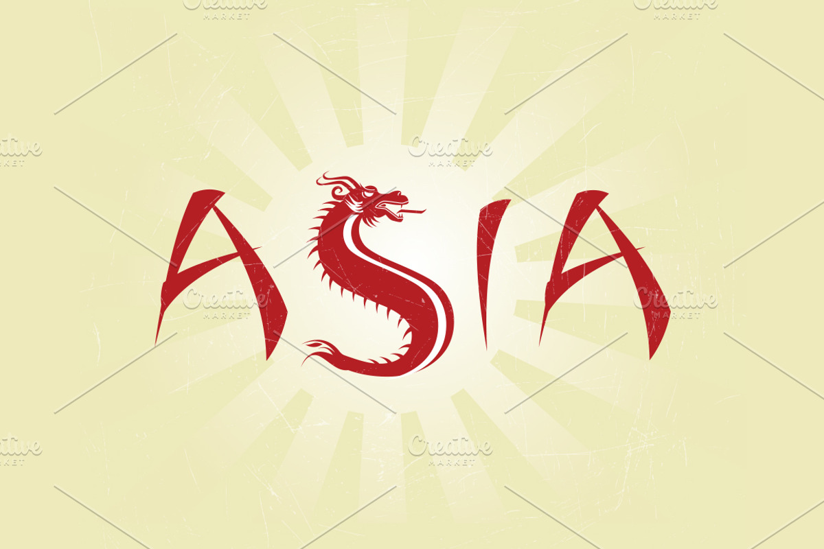 Asia dragon typography, an Animal Illustration by Super Accurate