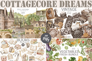 Cottage Core Watercolor Clipart, an Illustration by Anastasiya Klempach