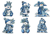 Christmas Blue Snowman Clipart, an Illustration by Dream Creation (Thumbnail 3 of 8)