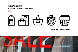 50 Sale Icons, an Outline Icon by Side Project