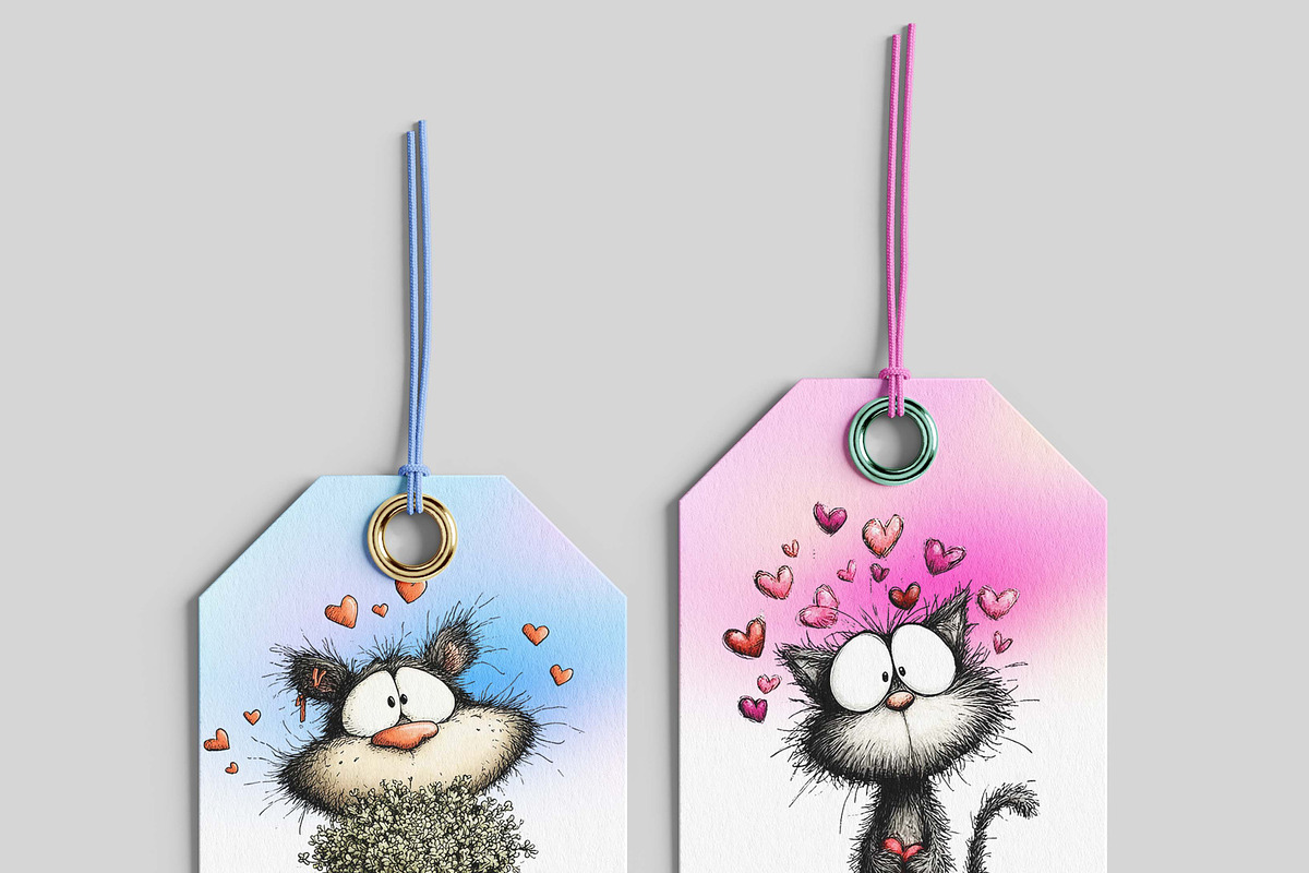 Whimsical Cat Birthday Clipart Set, an Illustration by one-touch (Photo 3 of 16)