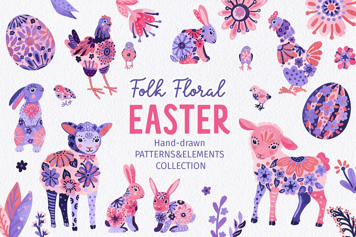 Folk Floral Easter collection, an Animal Illustration by PenguinArtStudio (Photo 1 of 8)
