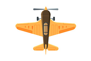 Retro Flying Aircraft, Biplane View, a Transportation Illustration by TopVectors