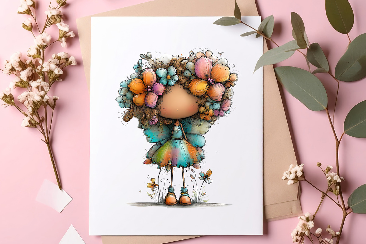Whimsical spring fairy clipart, an Illustration by SinaCreation (Photo 6 of 11)