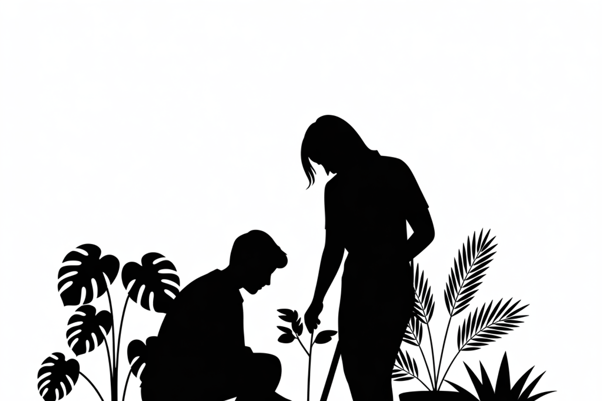 silhouette couple gardening together, an Illustration by Amazin_art (Photo 5 of 11)