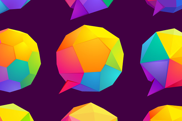 9 Low Poly Speech Bubble Icons