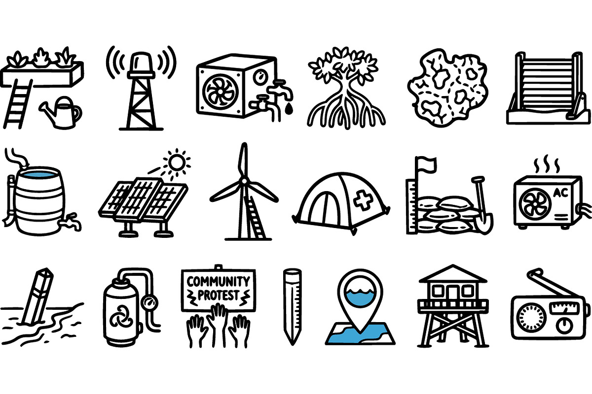 Eco Living Hand Drawn Icons Set, an Illustration by designvectx (Photo 1 of 3)