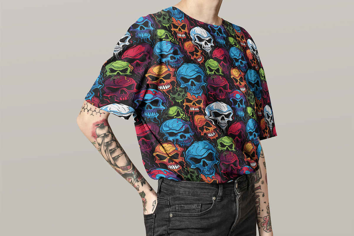 Skull Graffiti Seamless Pattern, a Pattern Graphic by Forhadx5 (Photo 7 of 7)