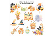 Watercolor Halloween Clipart, an Illustration by CharmClipart (Thumbnail 5 of 8)