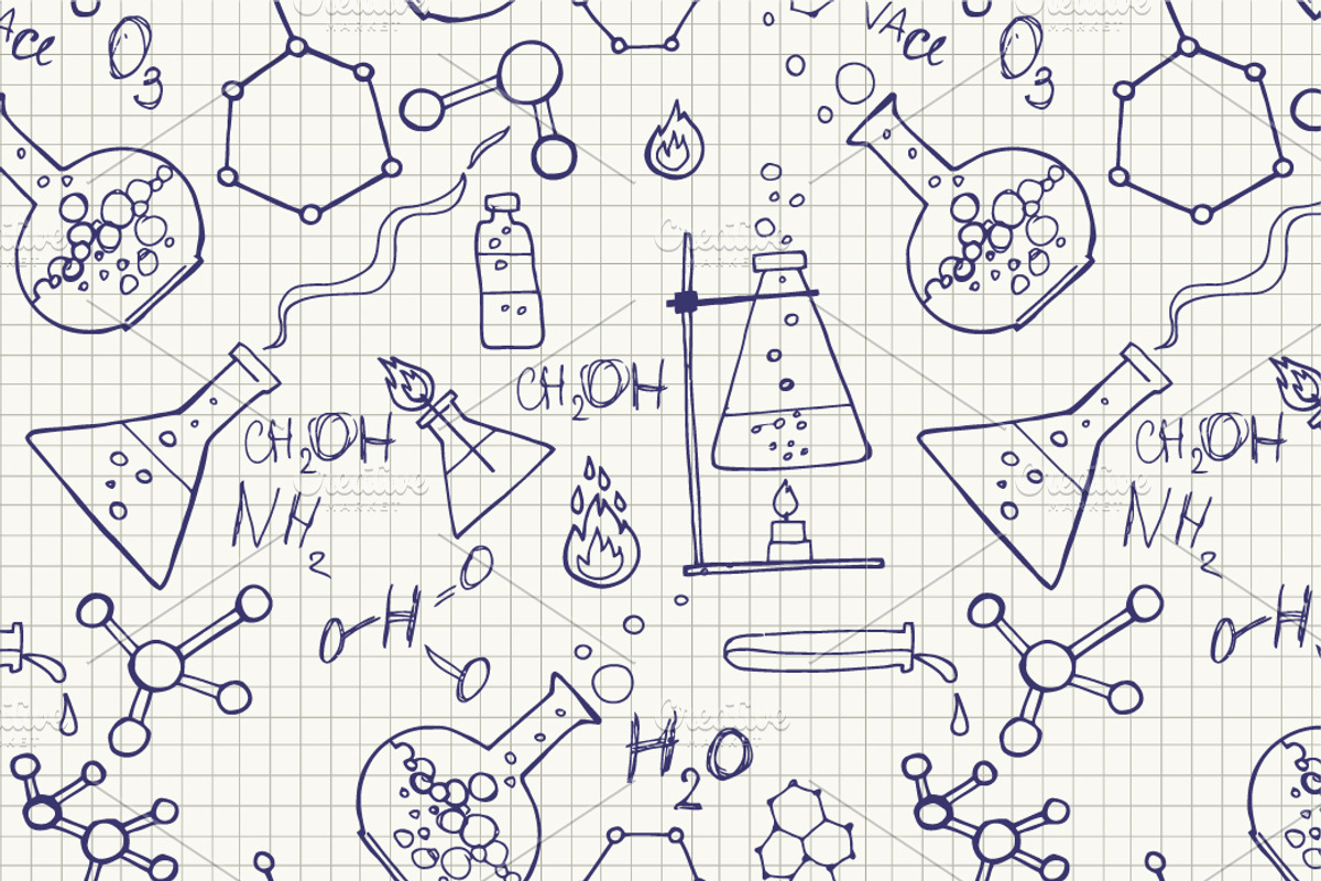 chemistry doodle seamless patterns preview 3
