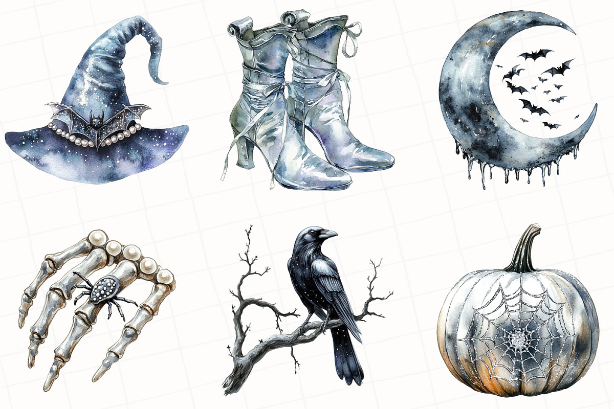 Silver Halloween Clipart, an Illustration by OK Design (Photo 2 of 5)