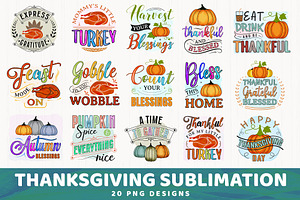 Thanksgiving Sublimation PNG Bundle