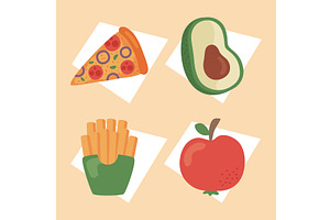 four food nutritive icons, a Food Illustration by studiogstock