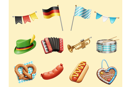 3D Oktoberfest Festival Element Set
