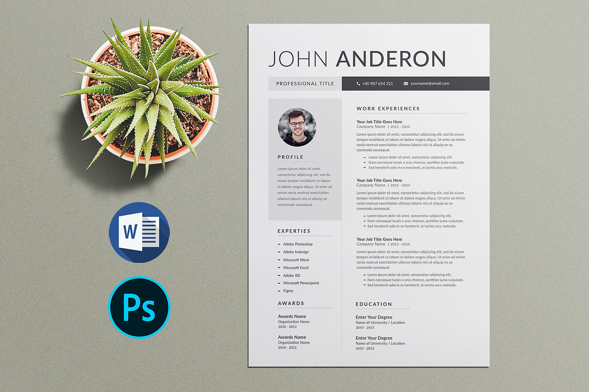 Modern Resume Template CV, a Resume Template by Pixelpick (Photo 3 of 4)