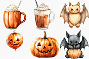 Watercolor Halloween Vibes Clipart, an Illustration by Canvas Craft (Thumbnail 2 of 8)