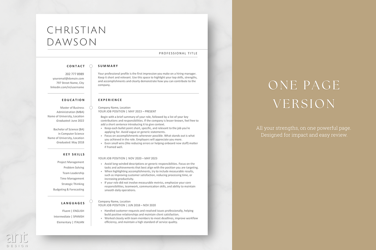 Moderm Resume Template - Christian, a Resume Template by AntDesignStudio (Photo 2 of 9)
