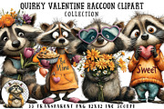 Quirky Valentine Raccoon Clipart, an Illustration by OK Design (Thumbnail 1 of 6)