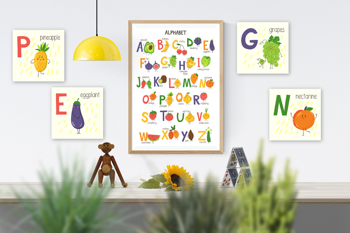 Vector fruits & vegetables Alphabet, a Food Illustration by KVIO (Photo 4 of 10)