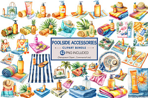 Poolside accessories Clipart Bundle, an Illustration by Pixels.Craft