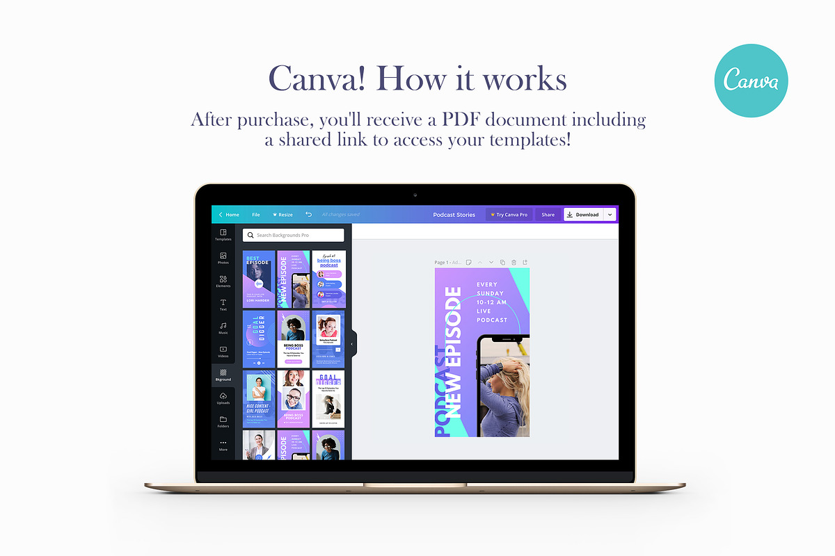 Podcast Instagram Stories Canva, a Social Media Template by Crevo Studio (Photo 2 of 10)