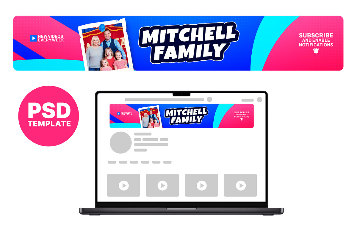 Vlogger Family YouTube banner, a Social Media Template by Vaughn Studios (Photo 1 of 5)