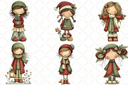 Whimsical Christmas Girls Clipart, an Illustration by Black Bird Studio (Thumbnail 5 of 6)