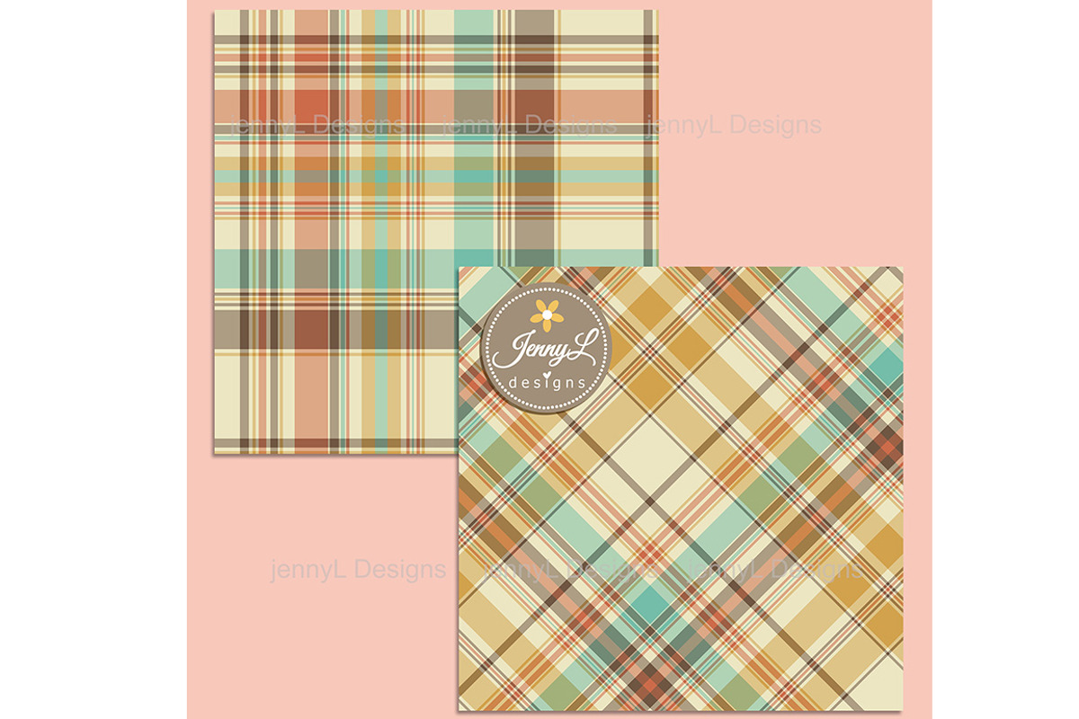 Retro Vintage Plaids Digital Papers, a Pattern Graphic by JennyL Designs (Photo 2 of 4)