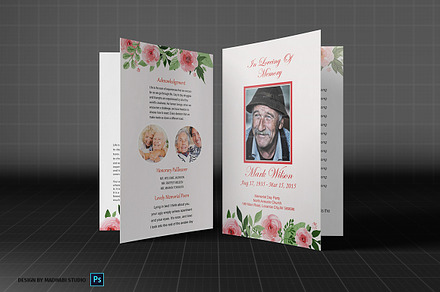 Funeral Program Template Rose, a Brochure Template by Madhabi Studio