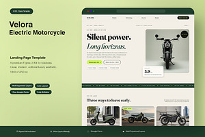 Electric Motorcycle Landing Page, an UI Kit Template by Pitchlook.Studio