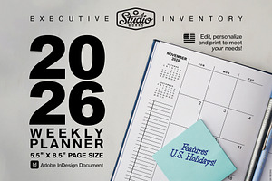 2026 Weekly Planner for InDesign-US