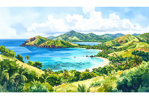 Tropical island with turquoise bay, a Nature Photo by Igor Tichonow