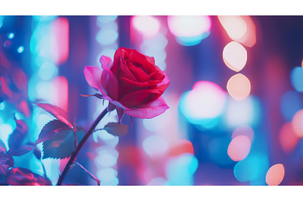 Vibrant red rose with dreamy bokeh, a Nature Photo by Lermont51