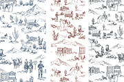 Cowboy Country Toile de Jouy Pattern, a Background Graphic by Hughes Studio (Thumbnail 8 of 8)