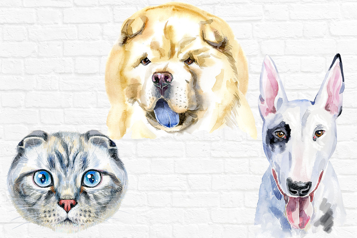Dogs and Cats portraits 3, an Animal Illustration by Watercolor fantasy (Photo 4 of 5)