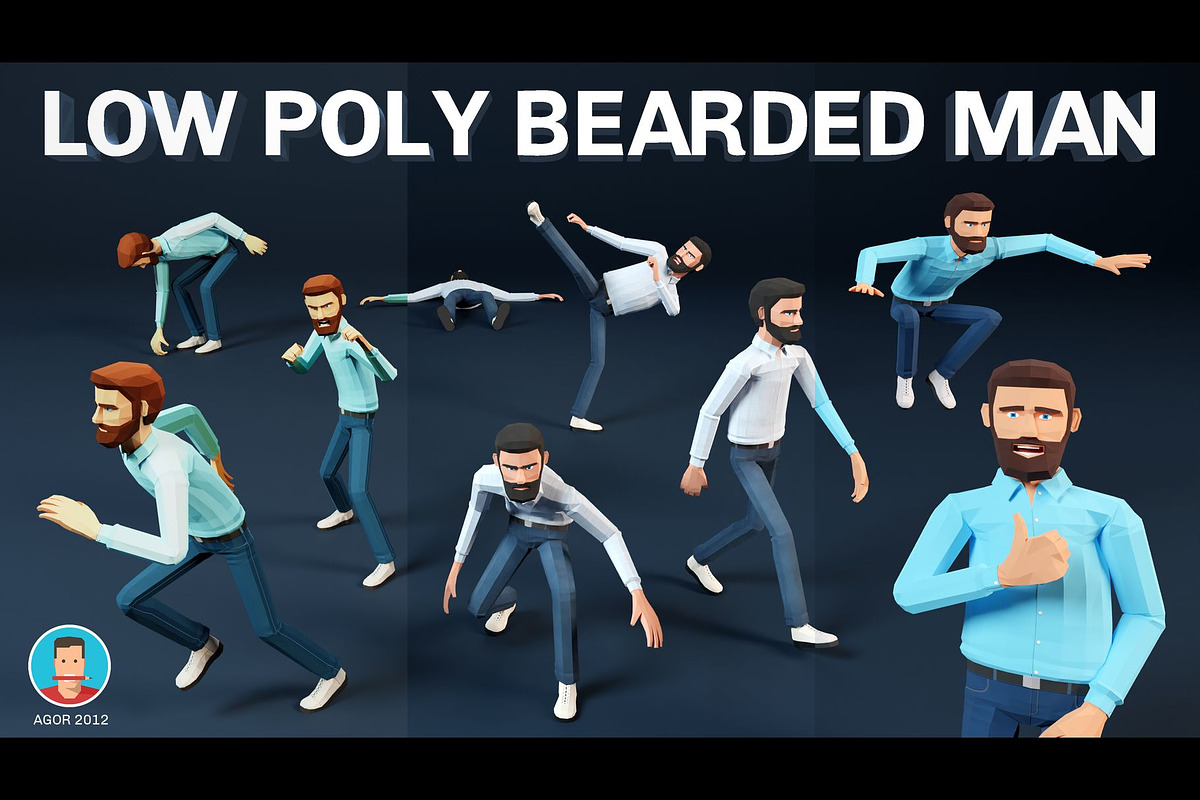 Low Poly Bearded Man, a Characters & Person 3D Model by Agor2012 shop (Photo 2 of 5)