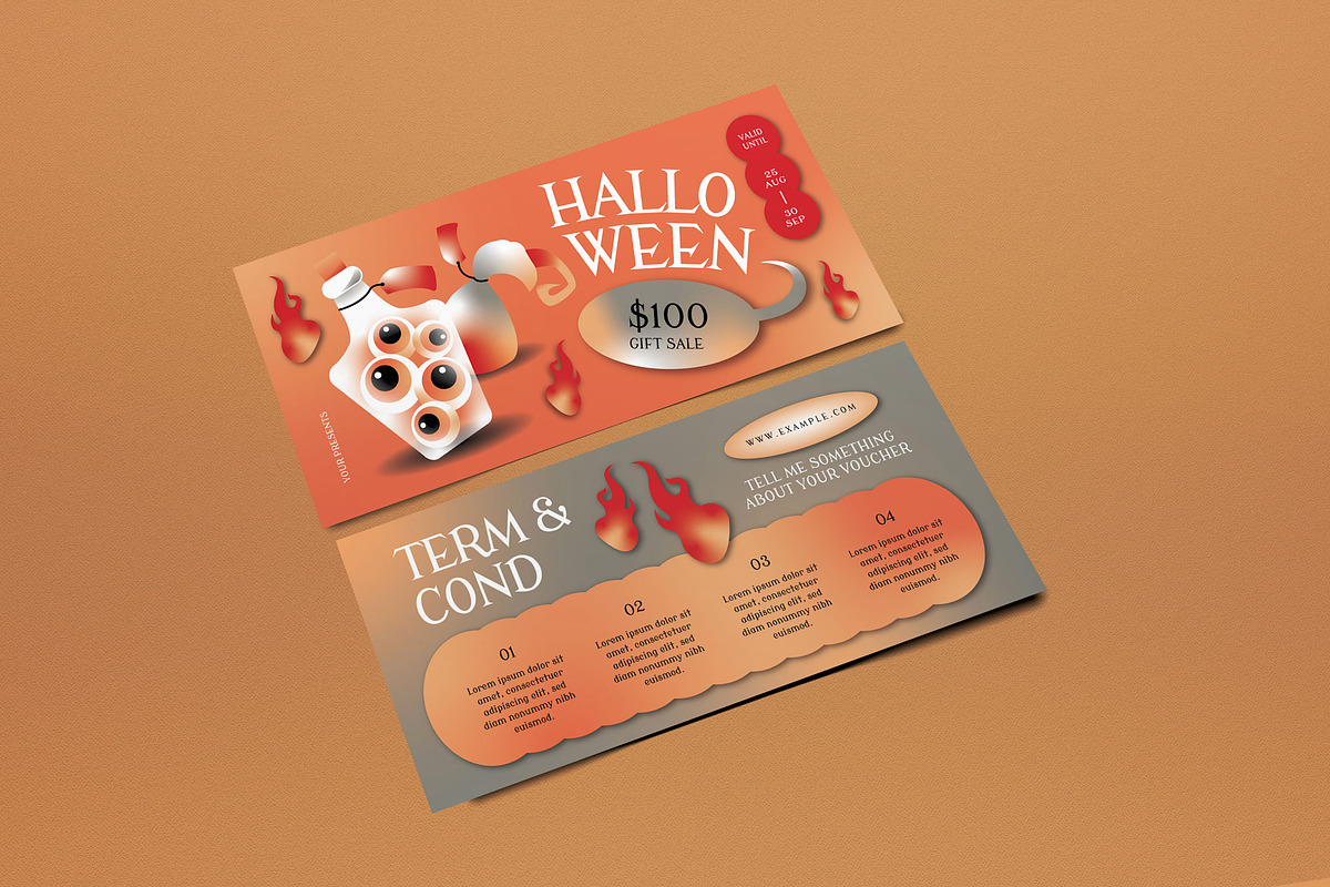 Orange Halloween Sale Voucher, a Card Template by graphicook (Photo 3 of 3)