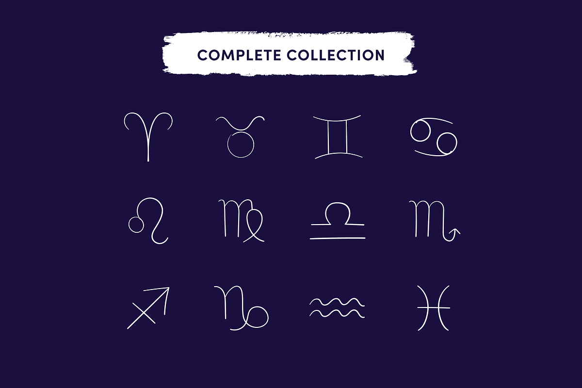 The 12 Signs of the Zodiac Symbols, an Outline Icon by Caroline Mackay (Photo 2 of 8)