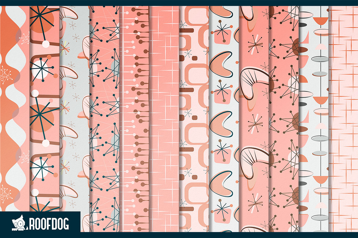 Pink 1950s vintage wallpaper designs, a Pattern Graphic by Roofdog Design (Photo 2 of 5)