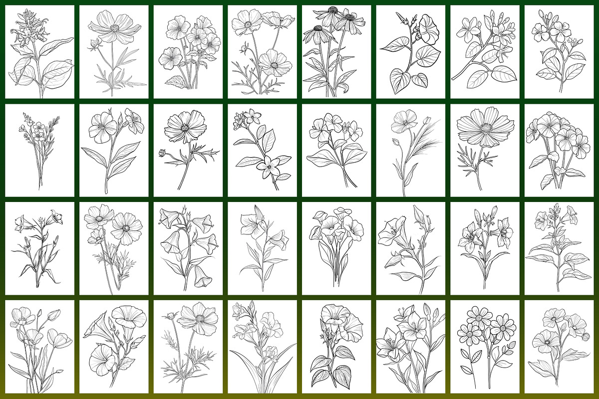 Wild Flowers Coloring Page, a Graphic by Forhadx5 (Photo 4 of 15)