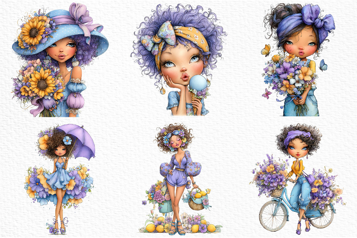 Whimsical Summer Woman Clipart, a Seasonal Illustration by Craft Nest (Photo 3 of 11)