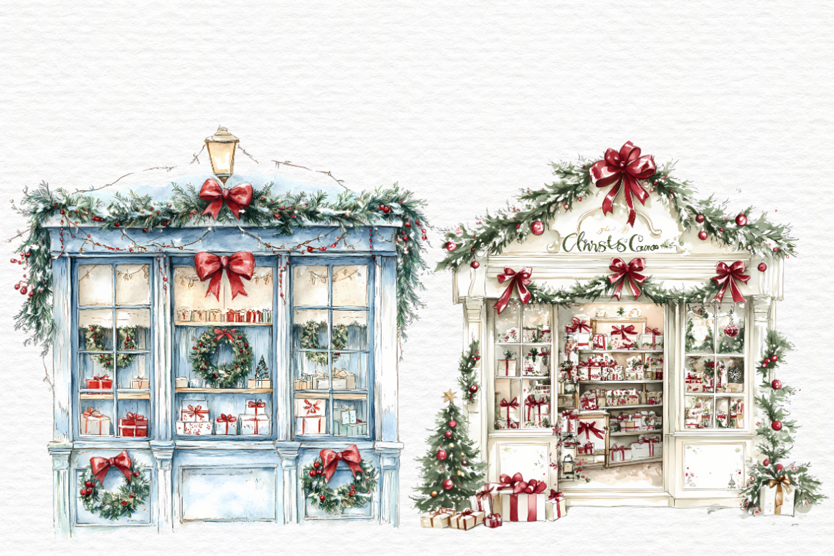 Christmas market storefront clipart, a Seasonal Illustration by Invite to Clipart (Photo 7 of 8)