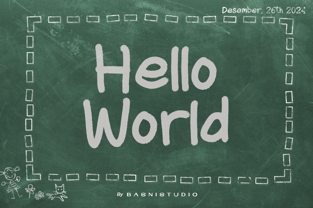 Hello World Chalk Font, a Handwritten Font by Basnistudio (Photo 1 of 6)