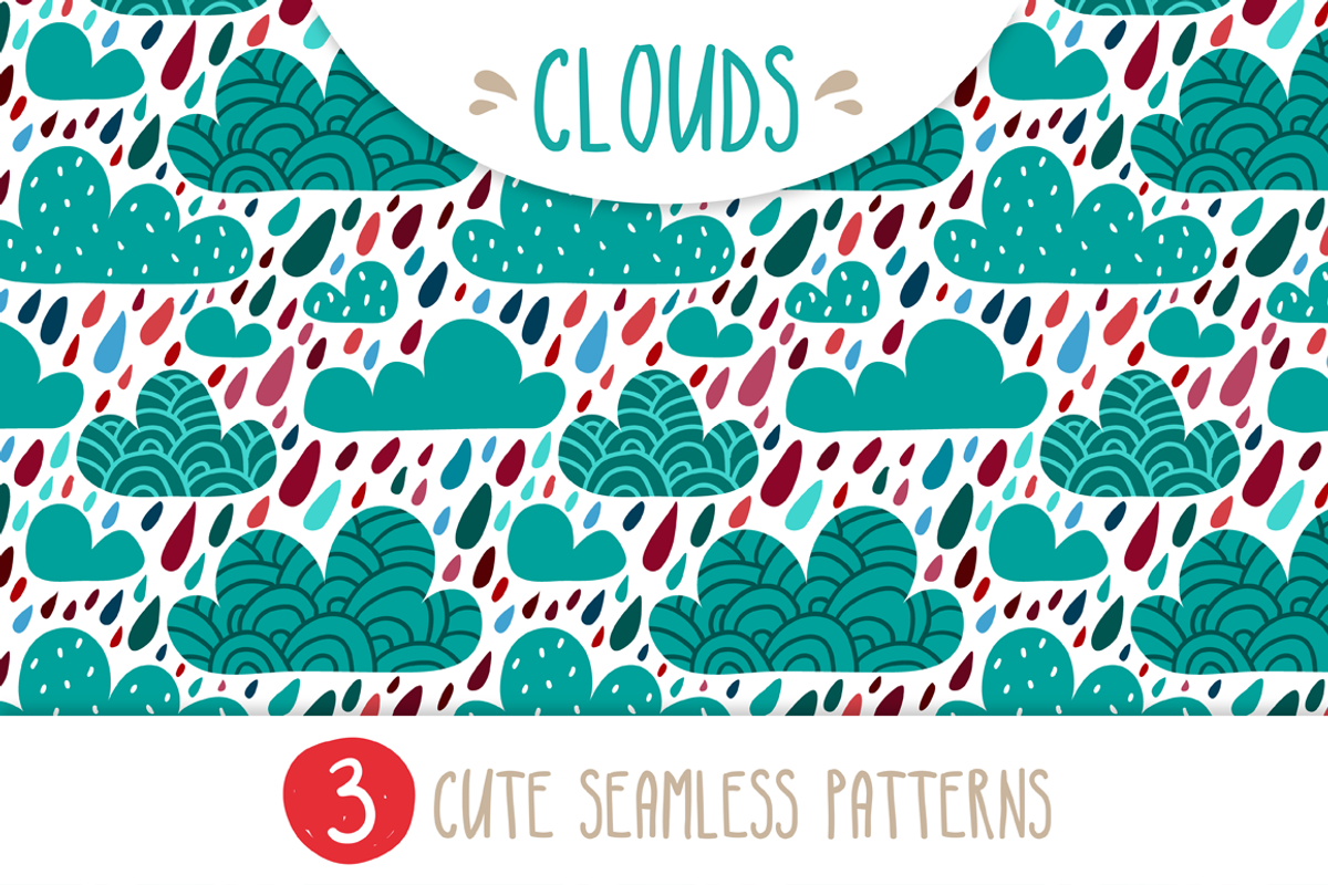 CLOUDS - set of 3 seamless patterns, a Pattern Graphic by Zhe Vasylieva (Photo 1 of 2)