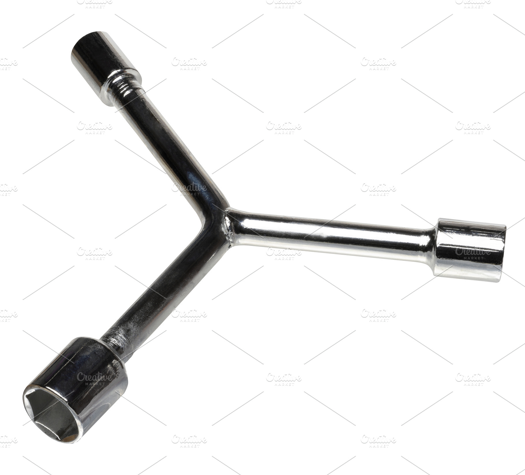Metal socket wrench with hex profile on isolated background, clo, an Industrial Photo by ndanko