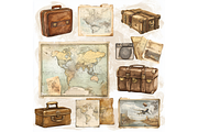 Prompt Vintage Travel Clipart, a Transportation Illustration by Creative design (Thumbnail 6 of 7)